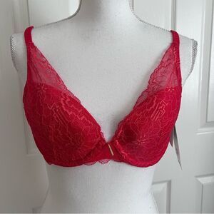 Chantelle Push Up Underwire Lace Bra C13L20 36B Red NEW MSRP $100
